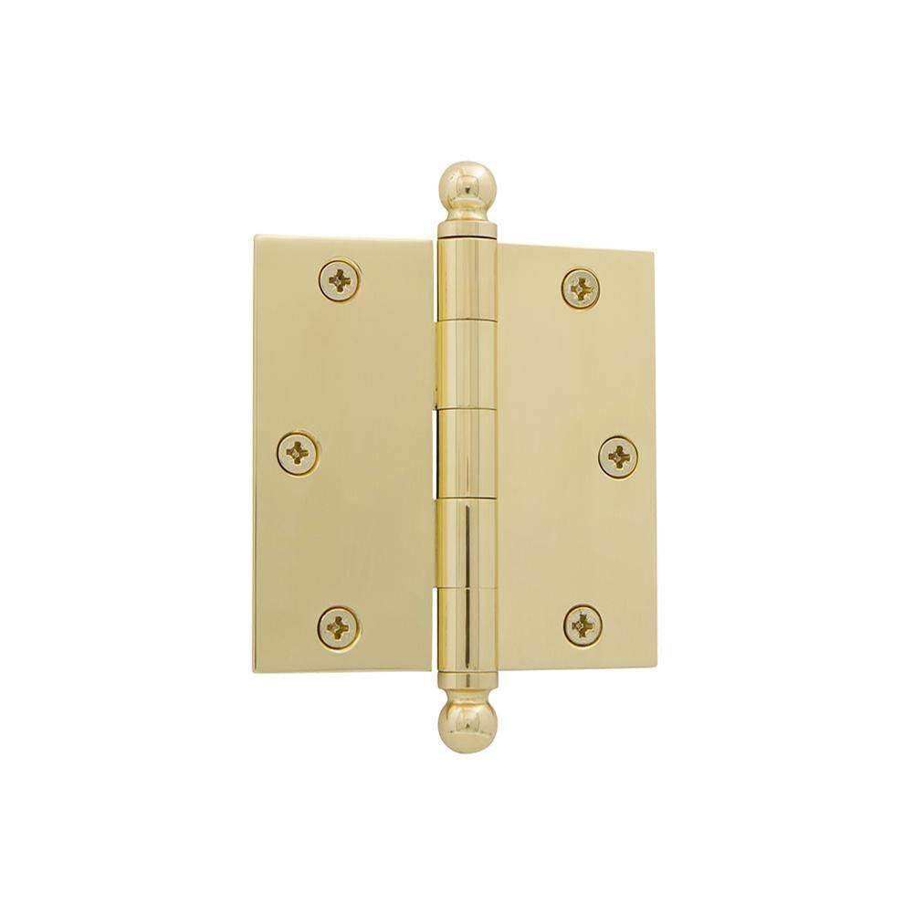 Nostalgic Warehouse Nostalgic Warehouse 3.5'' Ball Tip Residential Hinge with Square Corners in Polished Brass