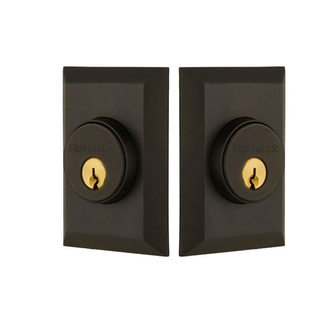 Nostalgic Warehouse Nostalgic Warehouse New York Plate Double Cylinder Deadbolt in Oil-Rubbed Bronze