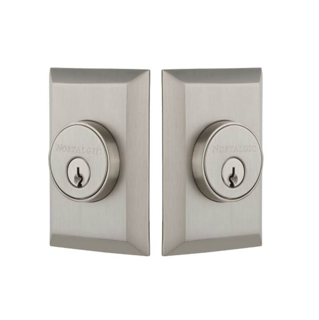 Nostalgic Warehouse Nostalgic Warehouse New York Plate Double Cylinder Deadbolt in Satin Nickel
