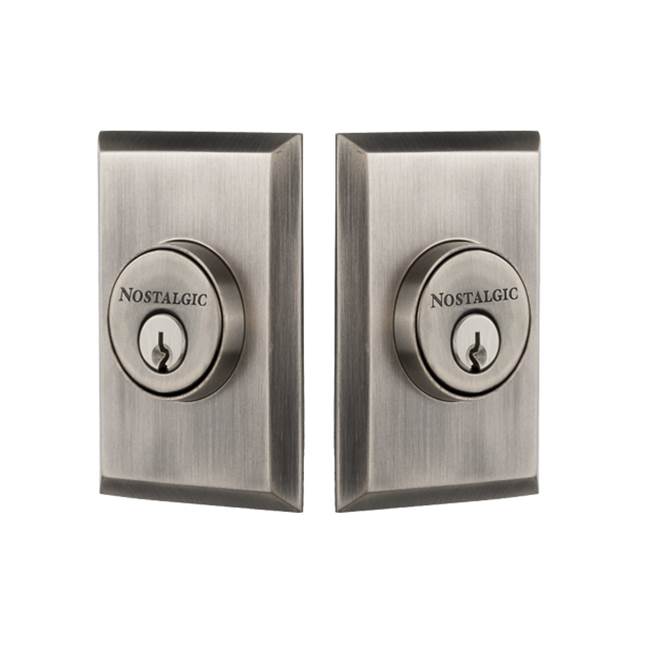 Nostalgic Warehouse Nostalgic Warehouse New York Plate Double Cylinder Deadbolt in Antique Pewter