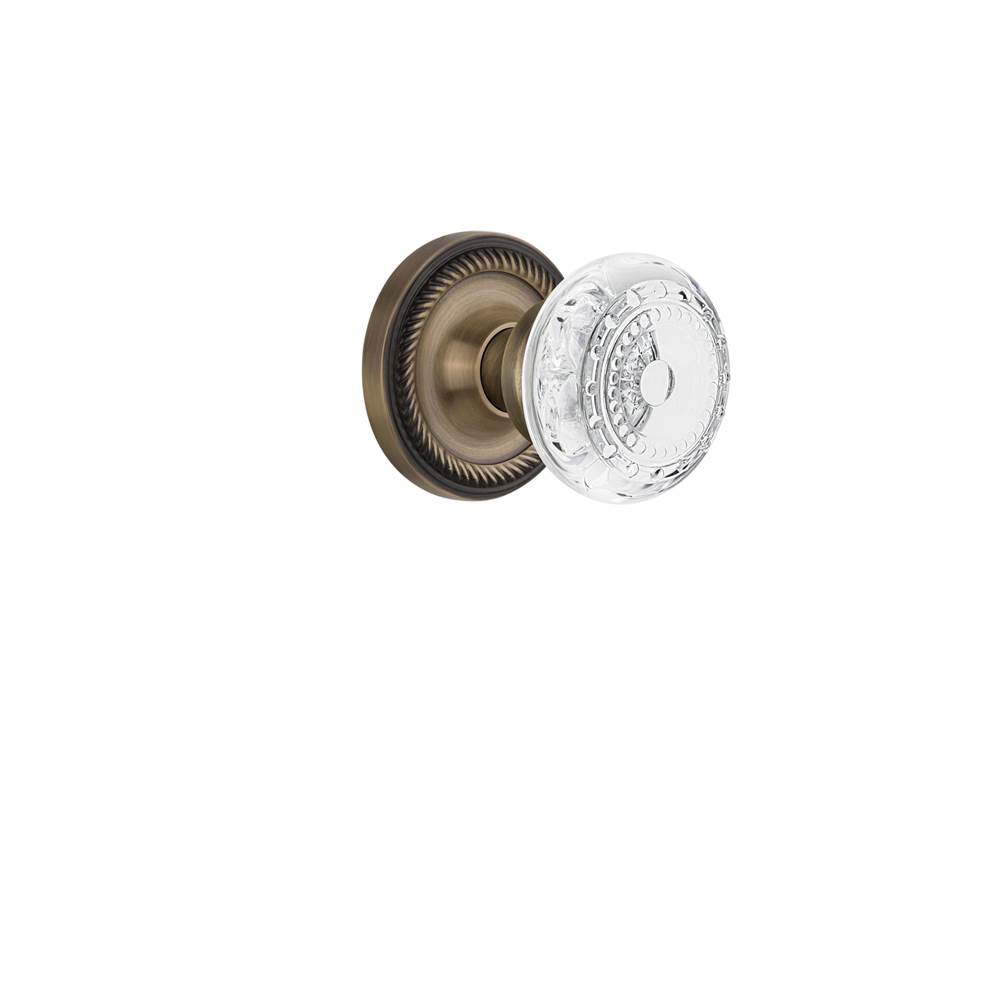Nostalgic Warehouse Nostalgic Warehouse Rope Rosette Privacy Crystal Meadows Knob in Antique Brass