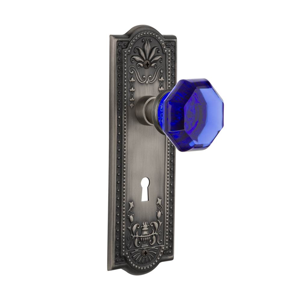 Nostalgic Warehouse Nostalgic Warehouse Meadows Plate with Keyhole Privacy Waldorf Cobalt Door Knob in Antique Pewter