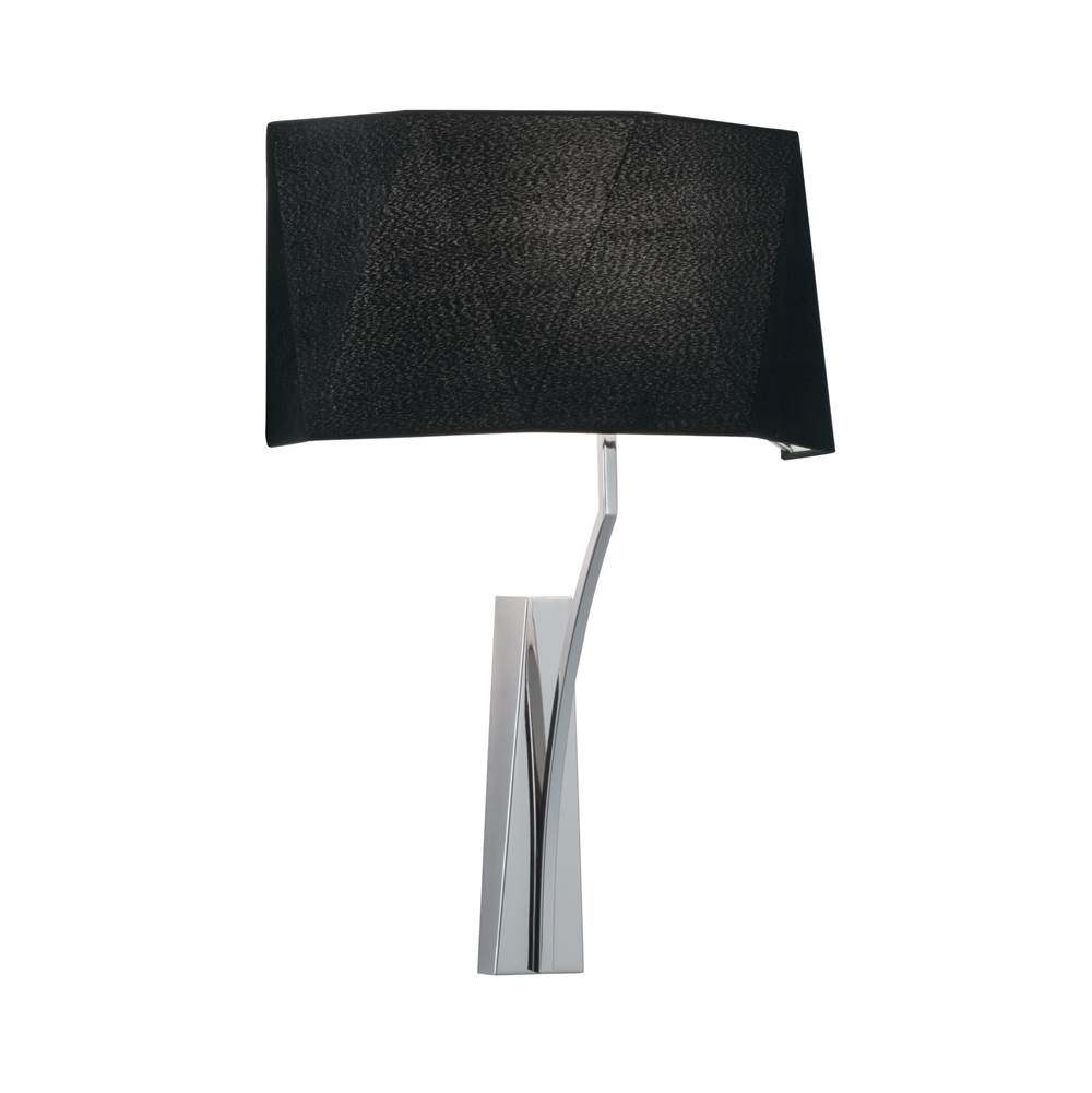 Norwell Diamond Wide Wall Sconce - Polished Nickel with Black Shade