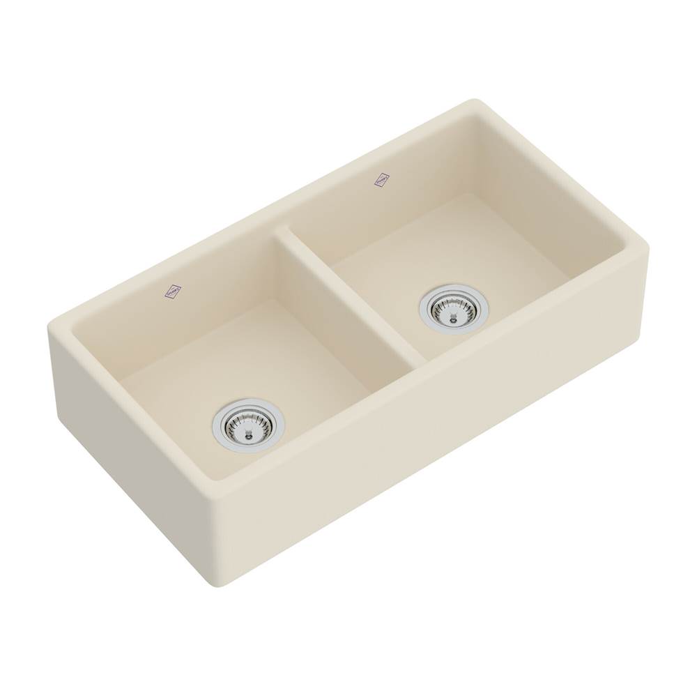 Rohl Shaker™ 35'' Double Bowl Farmhouse Apron Front Fireclay Kitchen Sink