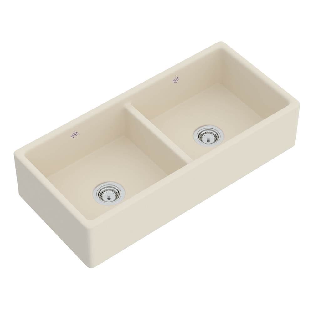 Rohl Shaker™ 39'' Double Bowl Farmhouse Apron Front Fireclay Kitchen Sink