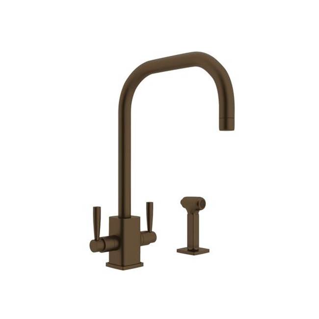 Rohl Holborn™ Two Handle Kitchen Faucet With U-Spout and Side Spray