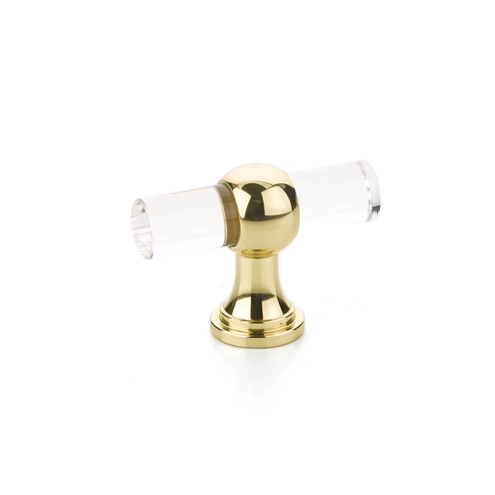 Schaub And Company T-Knob, Adjustable Clear Acrylic, Polished Brass, 2''