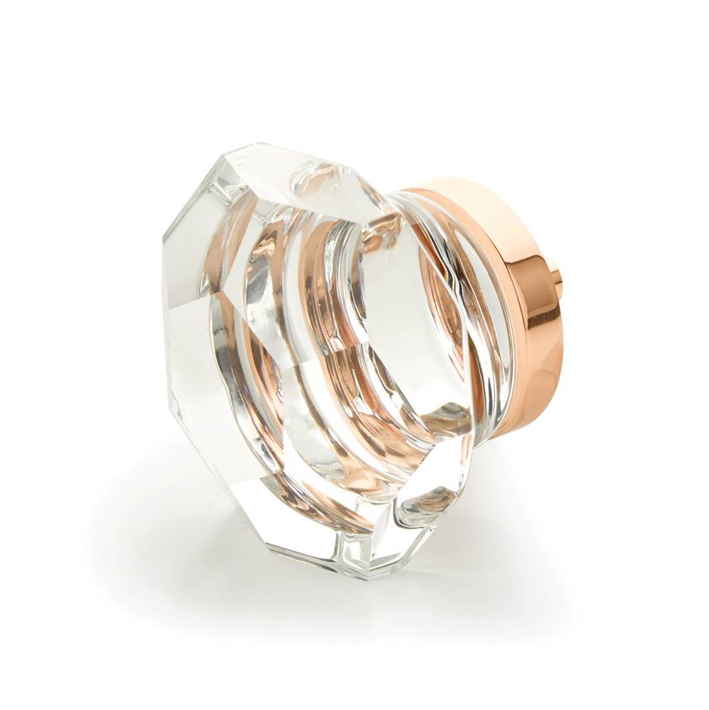 Schaub And Company Faceted Dome Glass Knob, Polished Rose Gold, 1-3/4'' dia