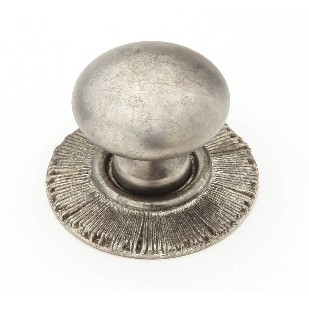 Schaub And Company Knob with backplate, Silver Antique, 1-1/4'' dia