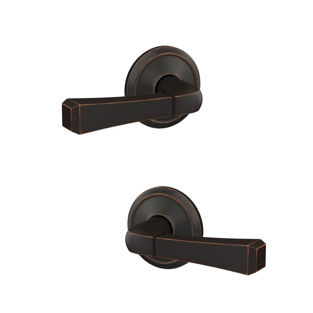Schlage Custom Rivington Lever with Alden Trim Hall-Closet and Bed-Bath Lock in Aged Bronze