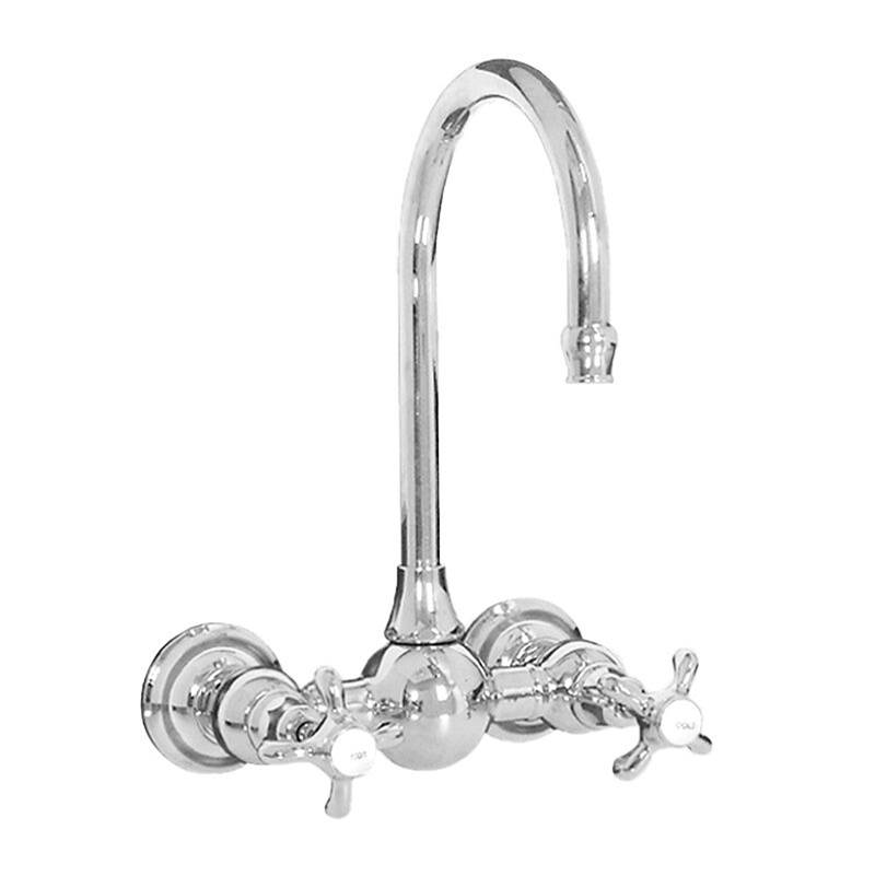 Sigma Sancerre Wallmount Kitchen or Bar Faucet with 481 Drop Cross Handle in Polished White