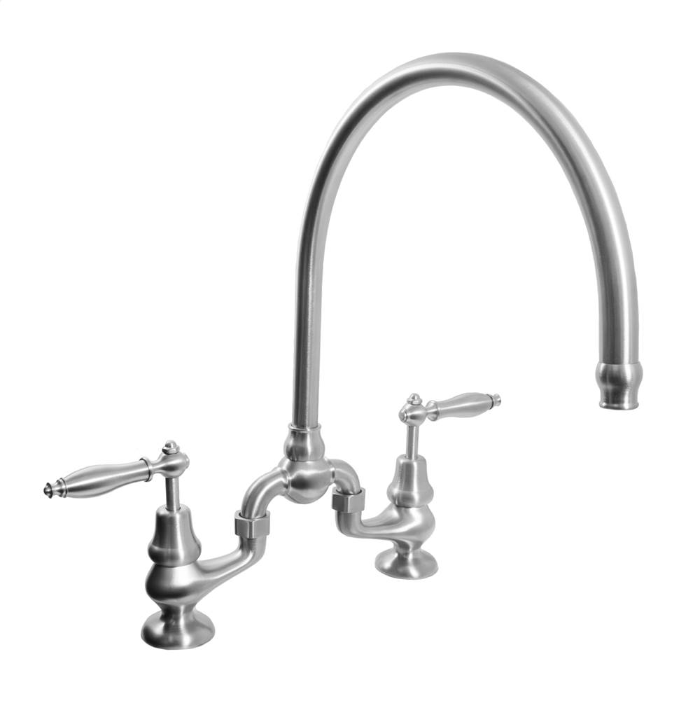 Sigma Sancerre Bridge Kitchen/Bar Faucet with High-Arc Spout and 486 Finial Lever in Polished White