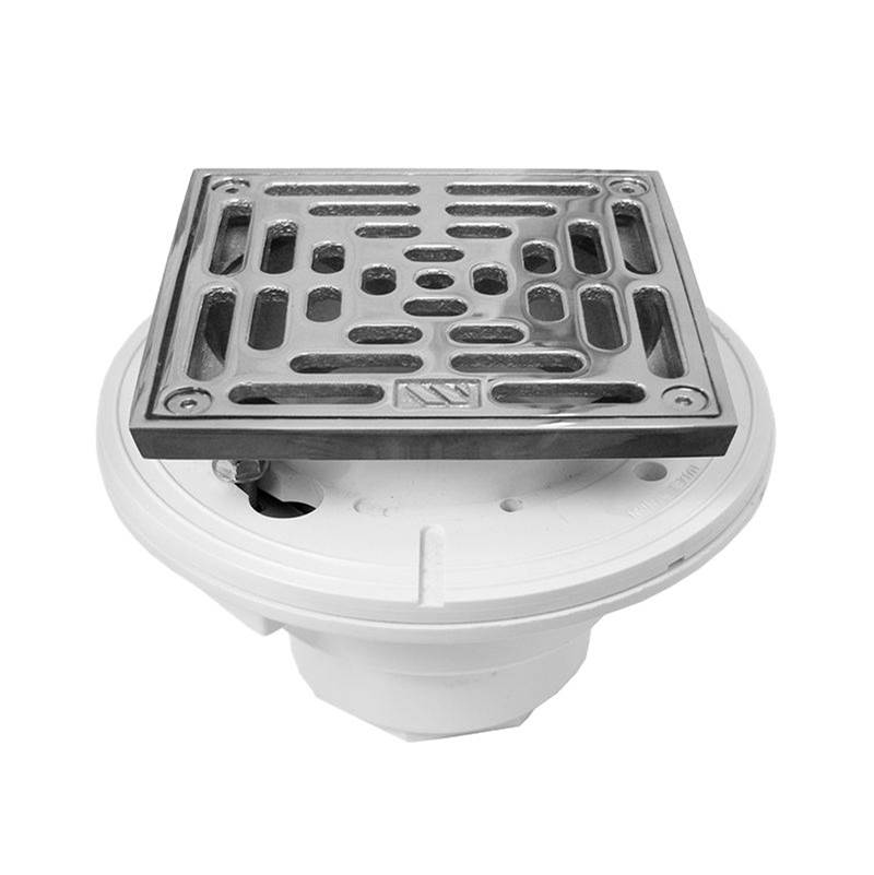 Sigma 3'' Pvc Or Abs Floor Drain With 6 X 6'' Square Adjustable Nickel Trim Sigma Gold Pvd .44