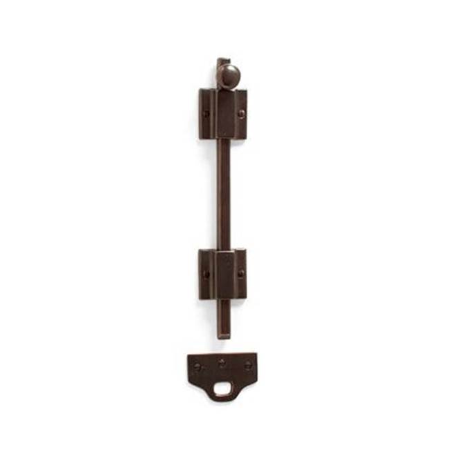 Sun Valley Bronze 18'' Extended square surface bolt set w/universal strike. Includes 2 guides. (Shown)