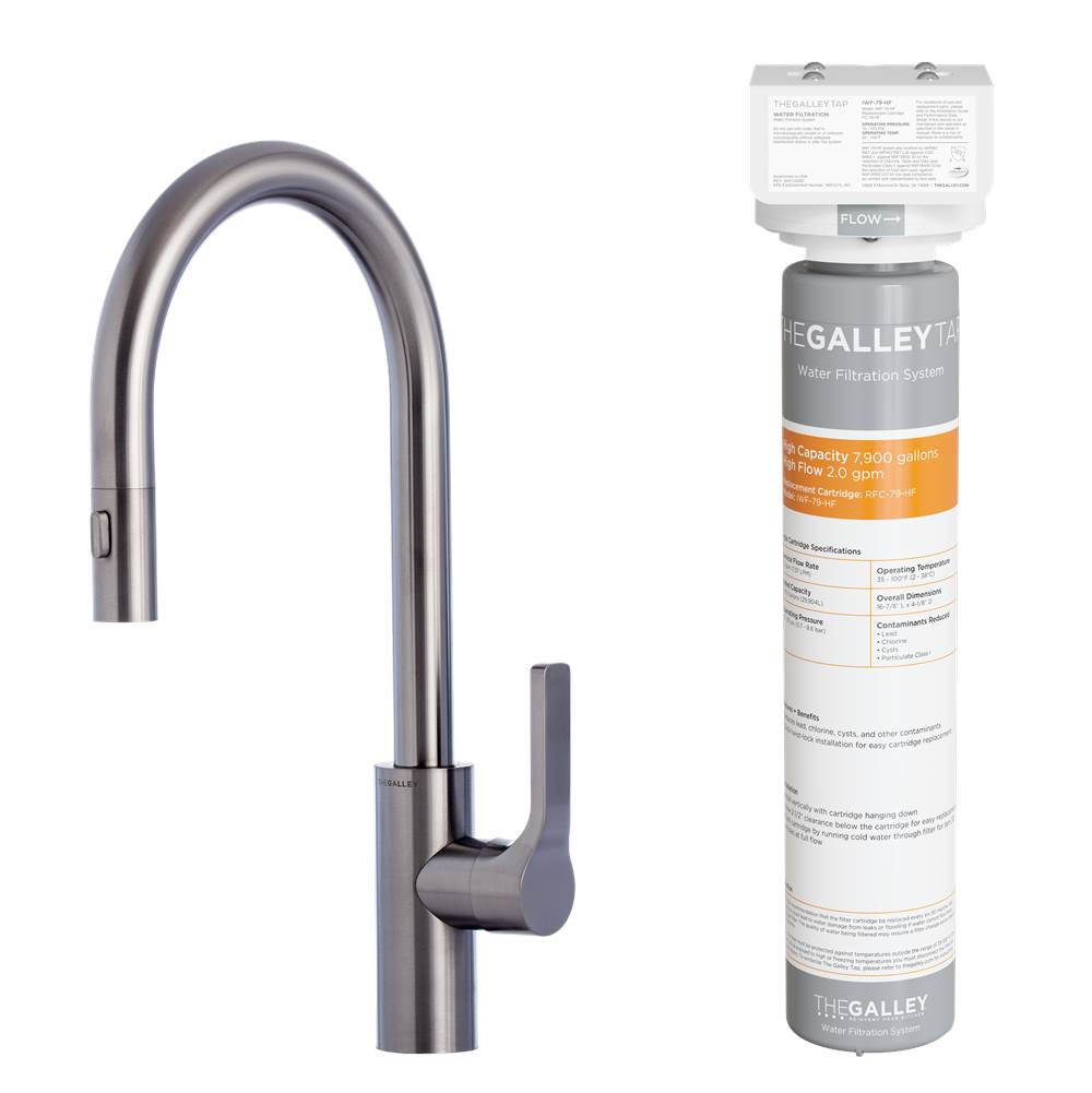 The Galley Ideal BarTap Eco-Flow in PVD Gun Metal Gray  Stainless Steel and Water Filtration System