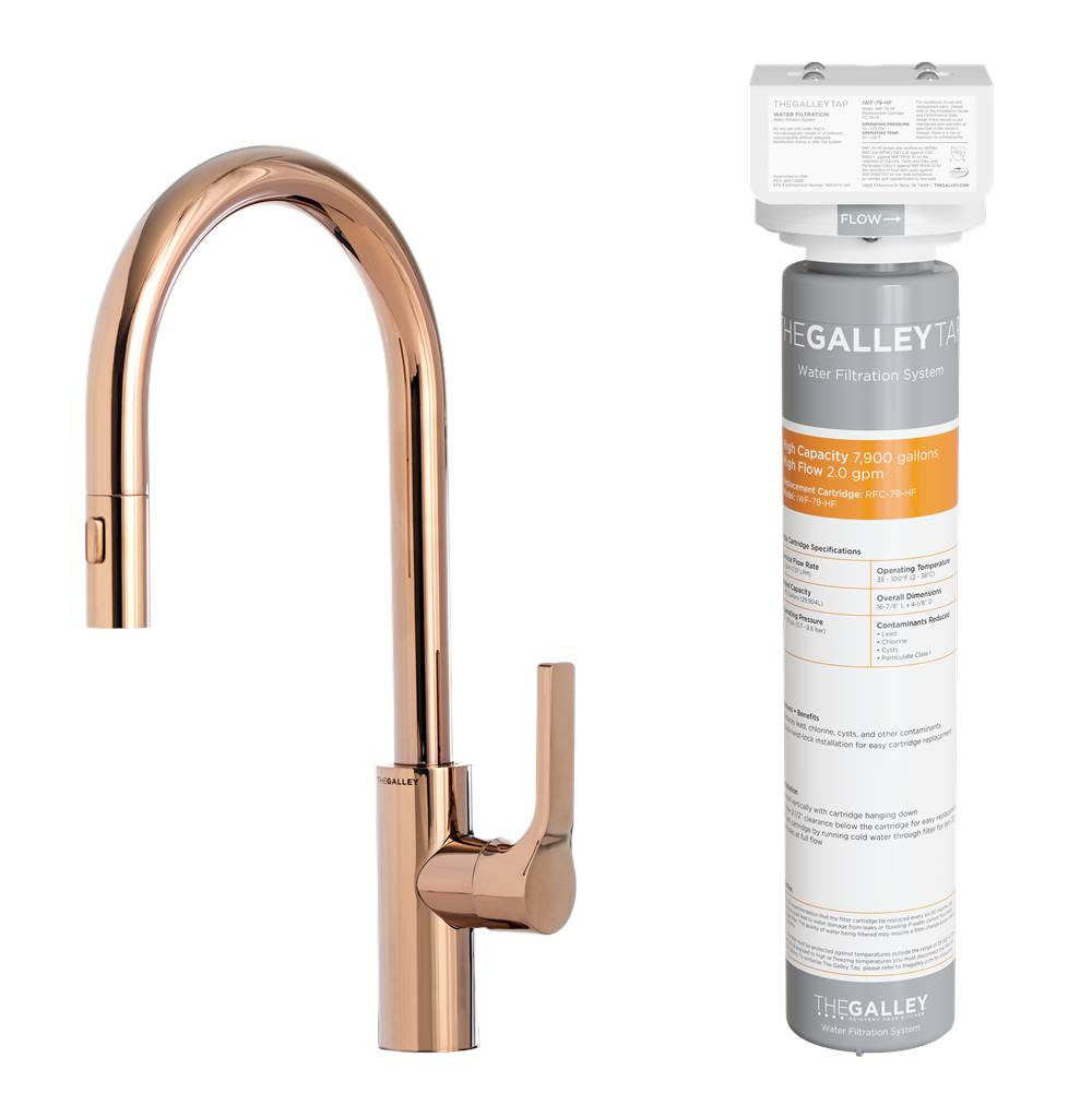 The Galley Ideal BarTap Eco-Flow in PVD Polished Rose Gold Stainless Steel and Water Filtration System