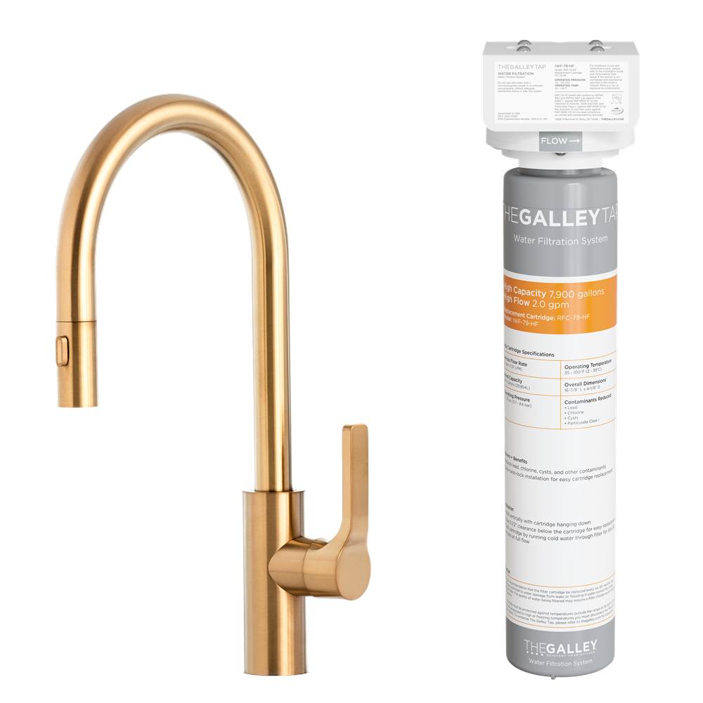 The Galley Ideal BarTap Eco-Flow in PVD Brushed Gold Stainless Steel and Water Filtration System