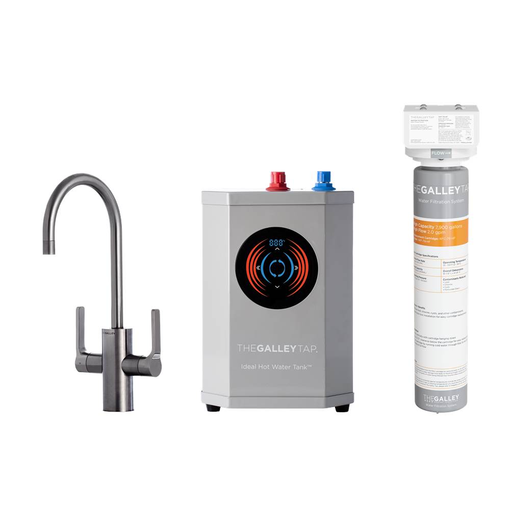 The Galley Ideal Hot & Cold Tap in PVD Gun Metal Gray  Stainless Steel, Ideal Hot Water Tank  and Water Filtration System