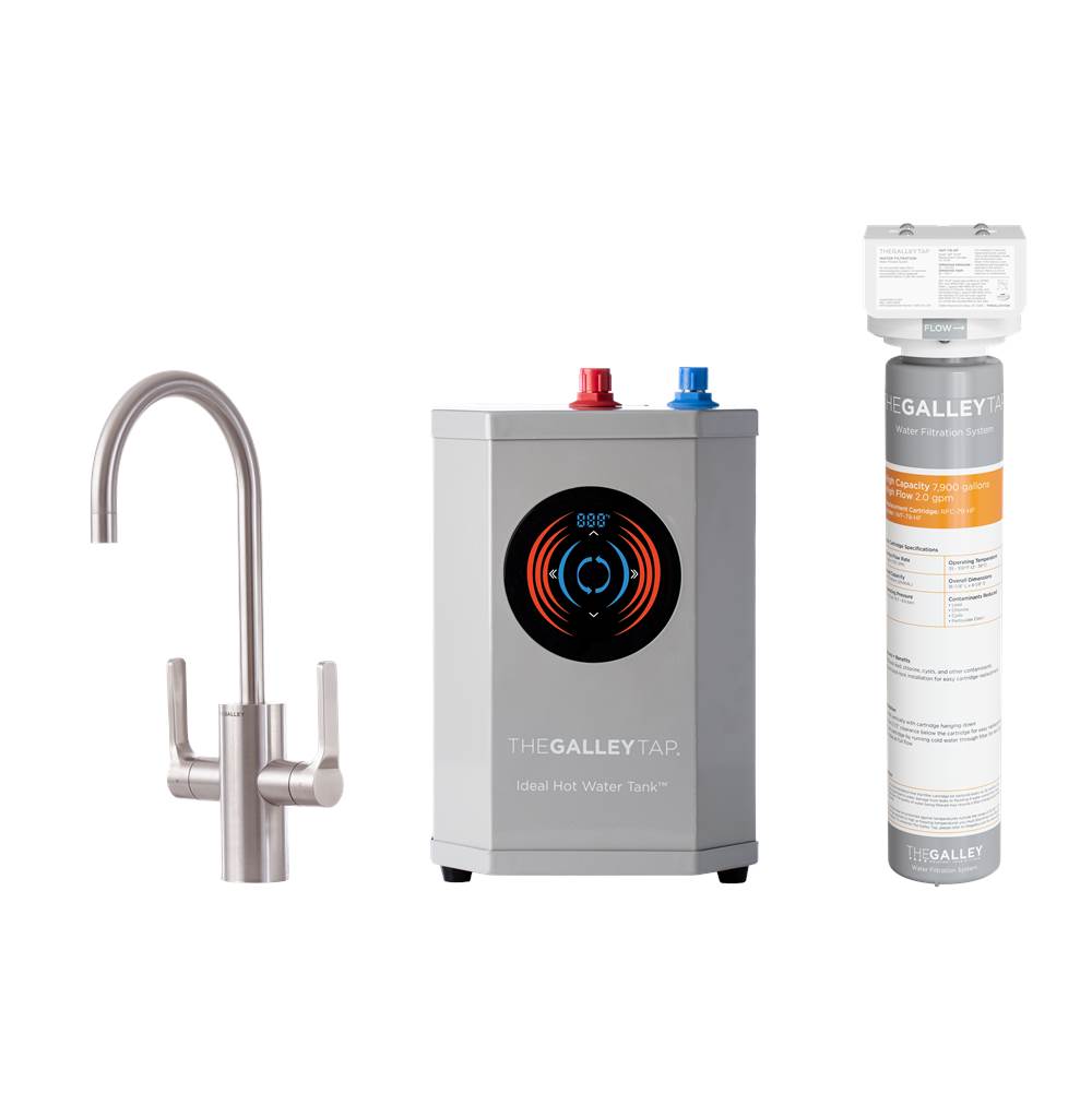 The Galley Ideal Hot & Cold Tap in Matte Stainless Steel, Ideal Hot Water Tank  and Water Filtration System