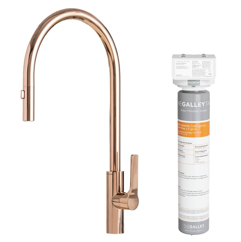 The Galley Ideal Tap Eco-Flow in PVD Polished Rose Gold Stainless Steel and Water Filtration System