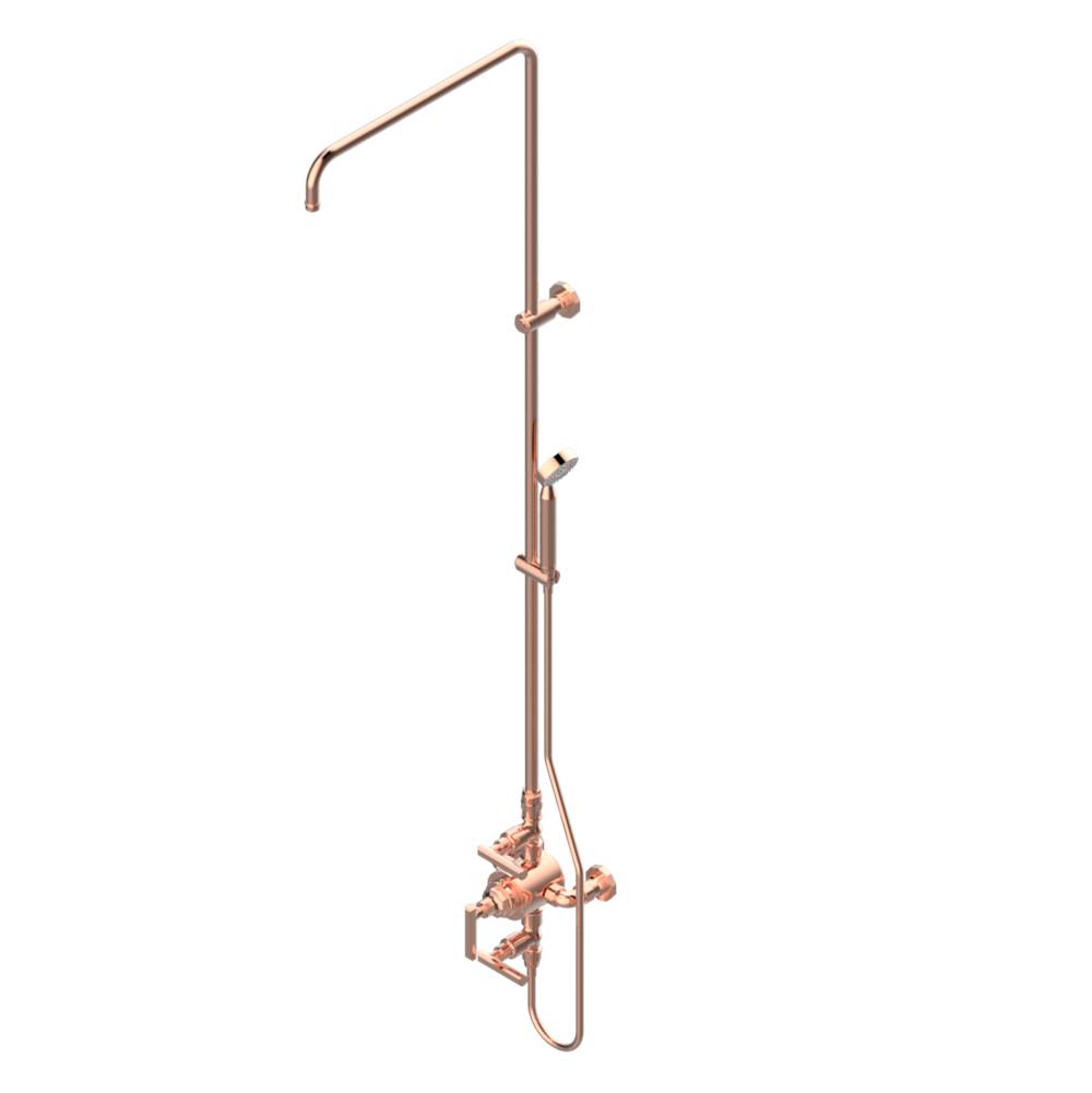 THG Exposed thermostatic shower mixer 2 volume controls, column and handshower on cradle - 6'' centres (no showerhead)