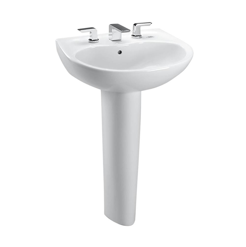 TOTO Toto® Prominence® Oval Basin Pedestal Bathroom Sink With Cefiontect For 4 Inch Center Faucets, Cotton White