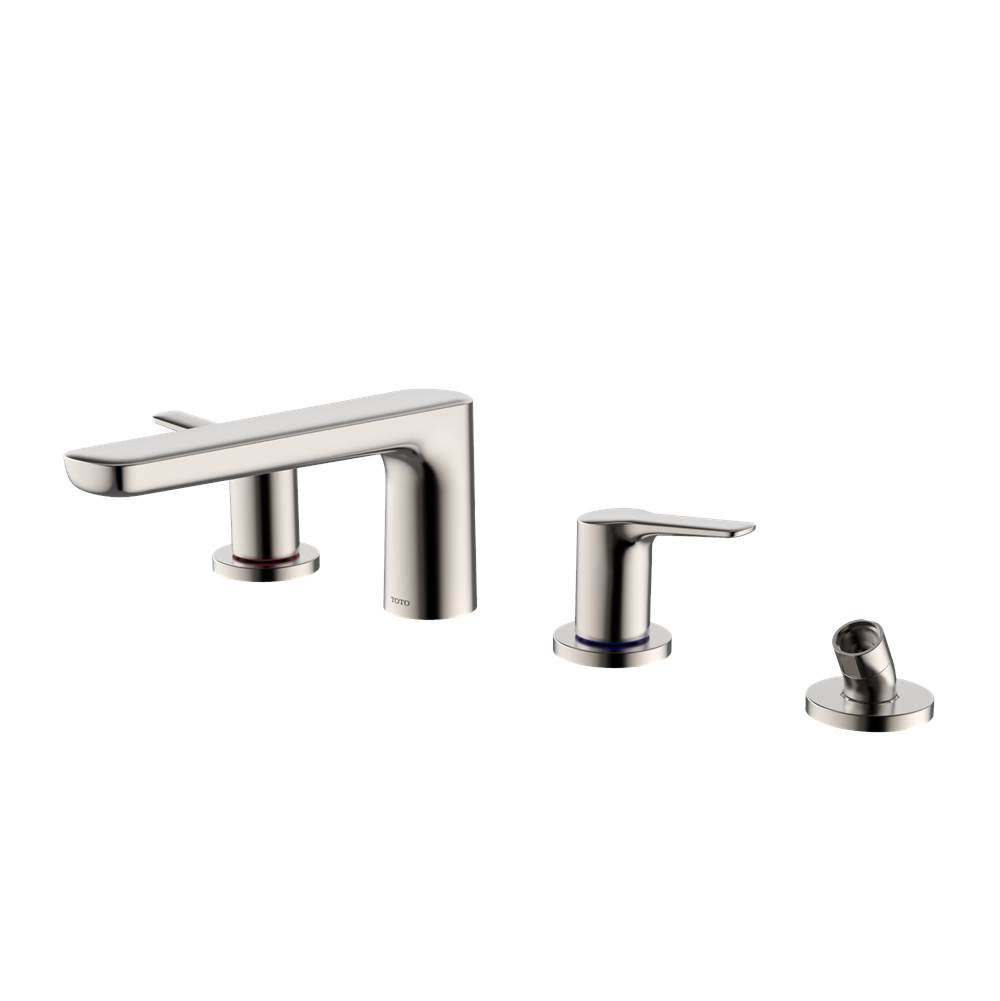 TOTO Toto® Gs Four-Hole Deck-Mount Roman Tub Filler Trim With Handshower, Polished Nickel