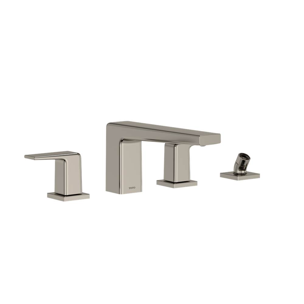 TOTO Toto® Gb Two-Handle Deck-Mount Roman Tub Filler Trim With Handshower, Polished Nickel