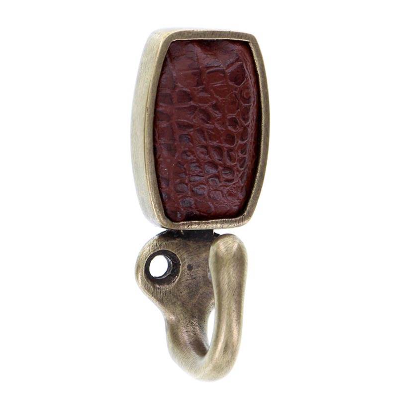 Vicenza Designs Equestre, Hook, Leather Insert, Brown, Antique Brass