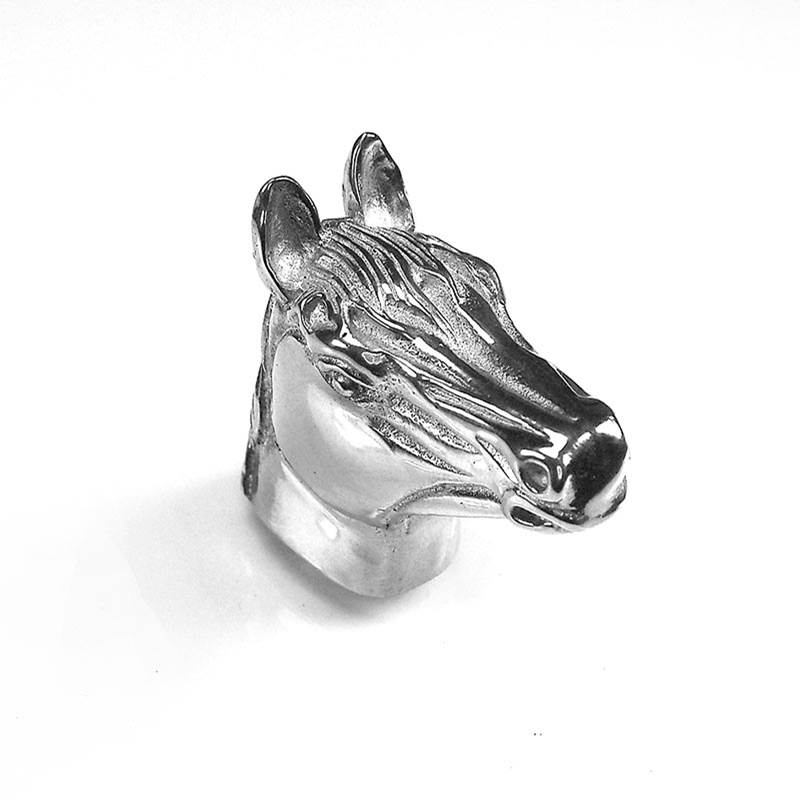 Vicenza Designs Equestre, Knob, Large, Horse, Polished Silver