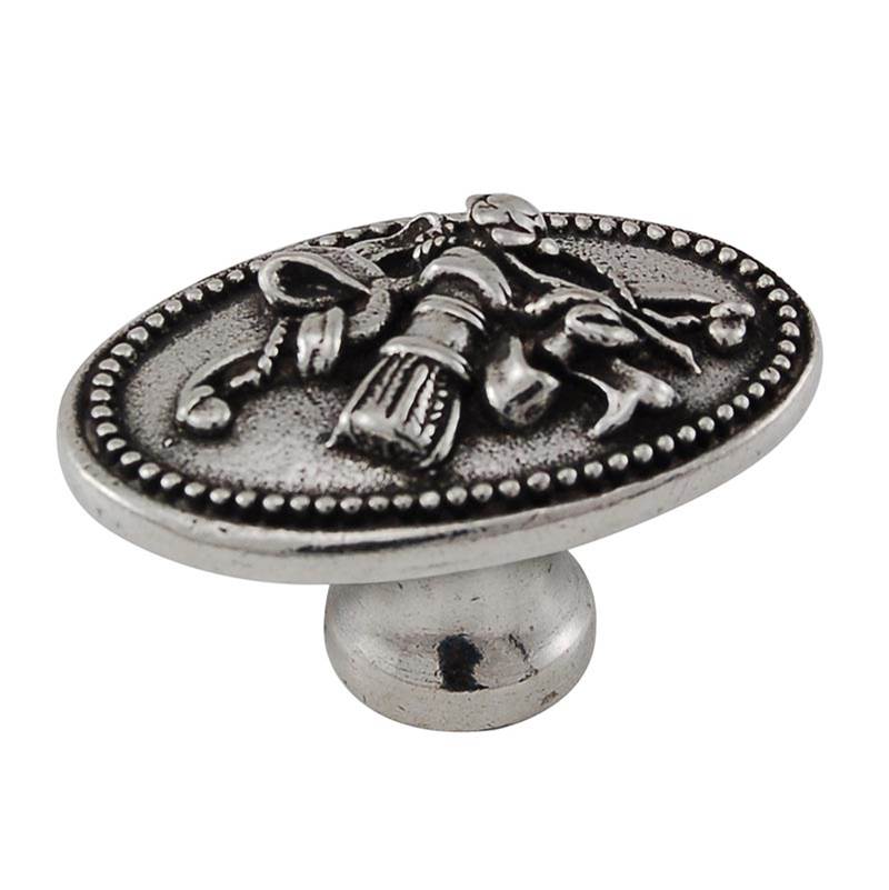 Vicenza Designs Sforza, Knob, Large, Oval, Small Base, Vintage Pewter