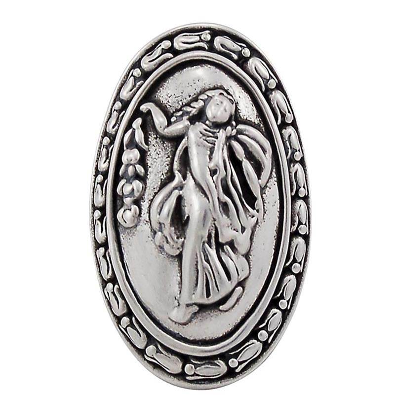 Vicenza Designs Sforza, Knob, Large, Oval, Small Base, Woman, Vintage Pewter