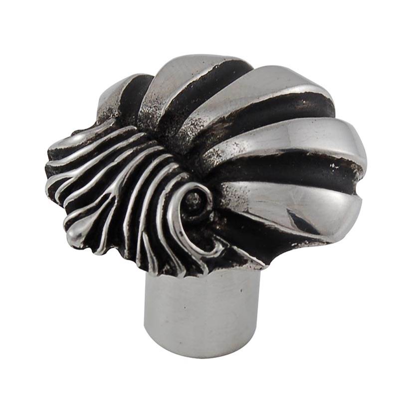 Vicenza Designs Knob, Large, Shell, Antique Silver