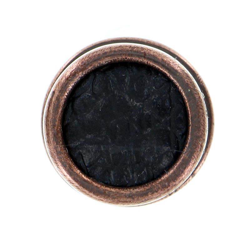 Vicenza Designs Equestre, Knob, Small, Leather Insert, Black, Antique Copper