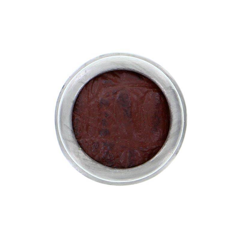 Vicenza Designs Equestre, Knob, Small, Leather Insert, Brown, Antique Nickel