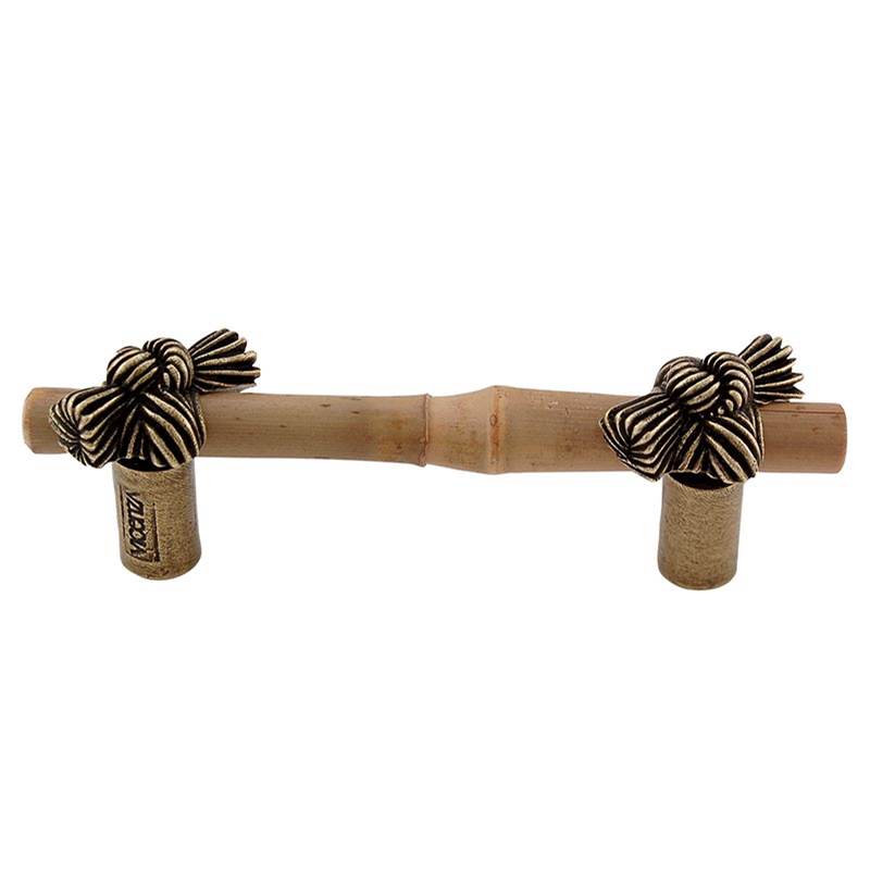 Vicenza Designs Palmaria, Pull, Bamboo Knot, 3 Inch, Antique Brass