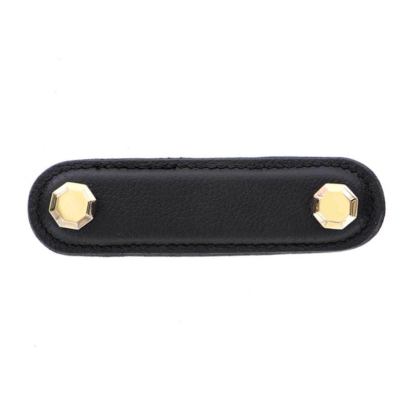Vicenza Designs Archimedes, Pull, Leather, 3 Inch, Black, Polished Gold