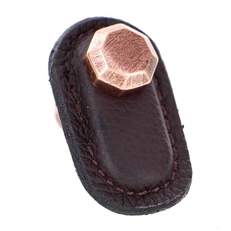 Vicenza Designs Archimedes, Knob, Large, Leather, Brown, Antique Copper