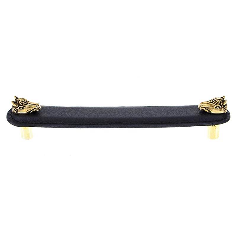 Vicenza Designs Equestre, Pull, Leather, Horse, 6 Inch, Black, Antique Gold