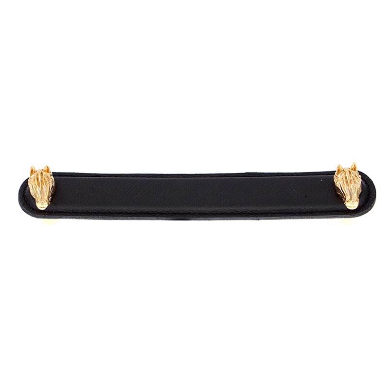Vicenza Designs Equestre, Pull, Leather, Horse, 6 Inch, Black, Polished Gold