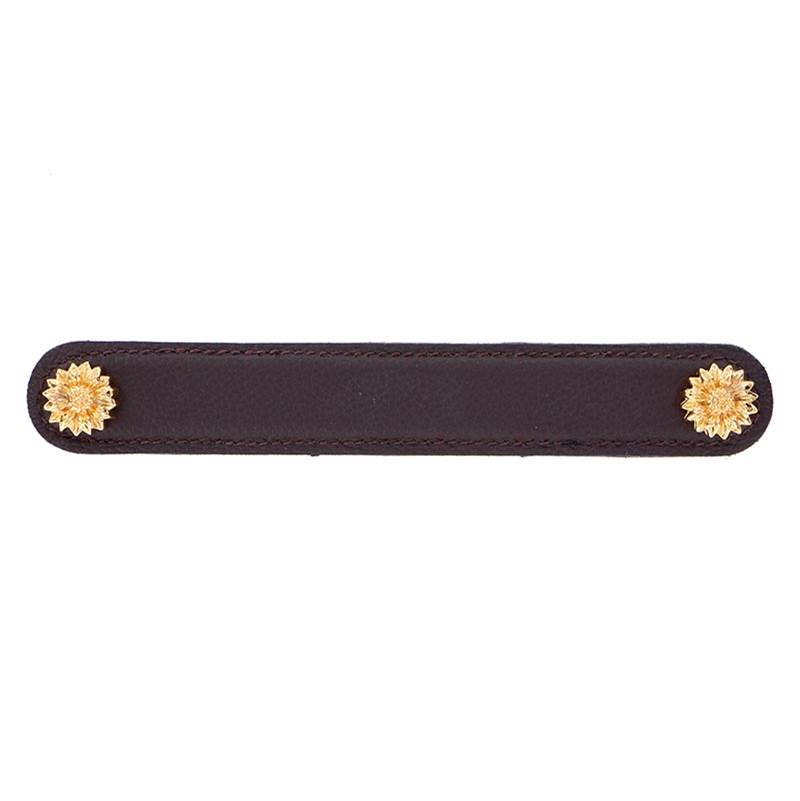 Vicenza Designs Carlotta, Pull, Leather, Daisy, 6 Inch, Brown, Polished Gold