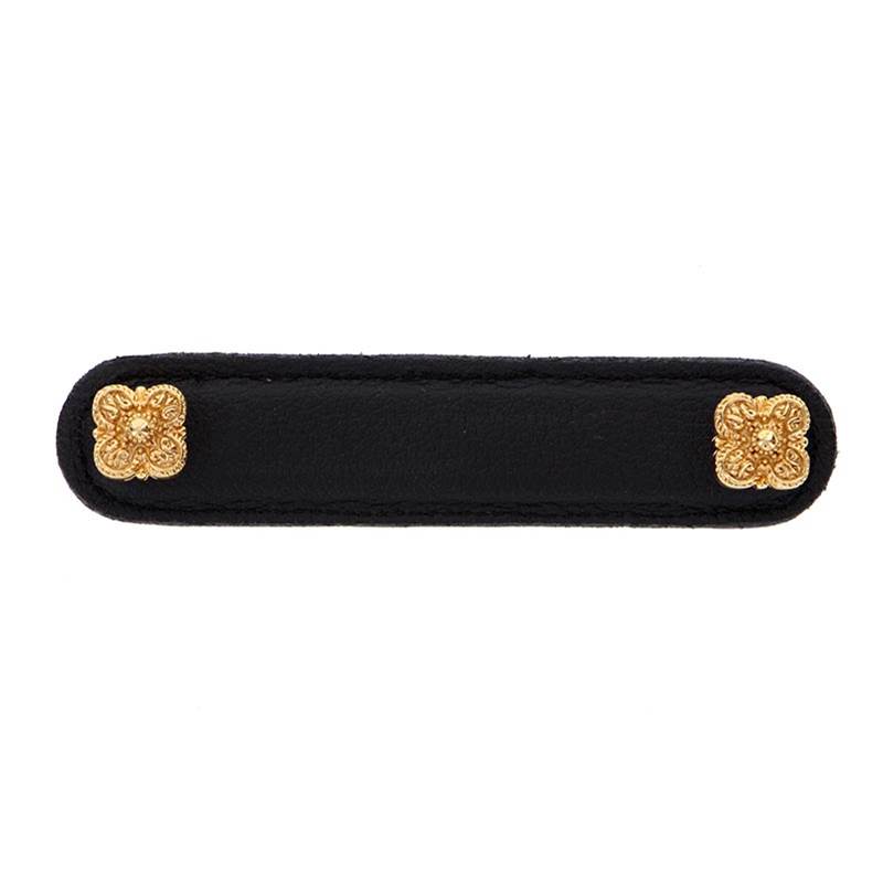 Vicenza Designs Napoli, Pull, Leather, 4 Inch, Black, Polished Gold
