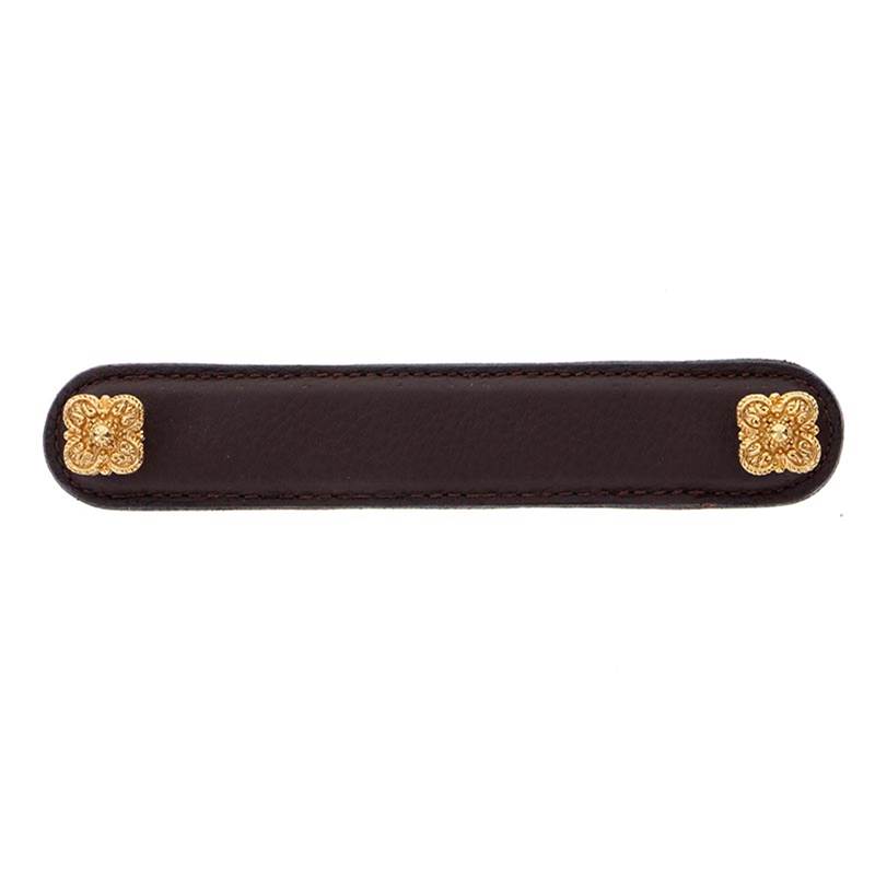 Vicenza Designs Napoli, Pull, Leather, 5 Inch, Brown, Polished Gold