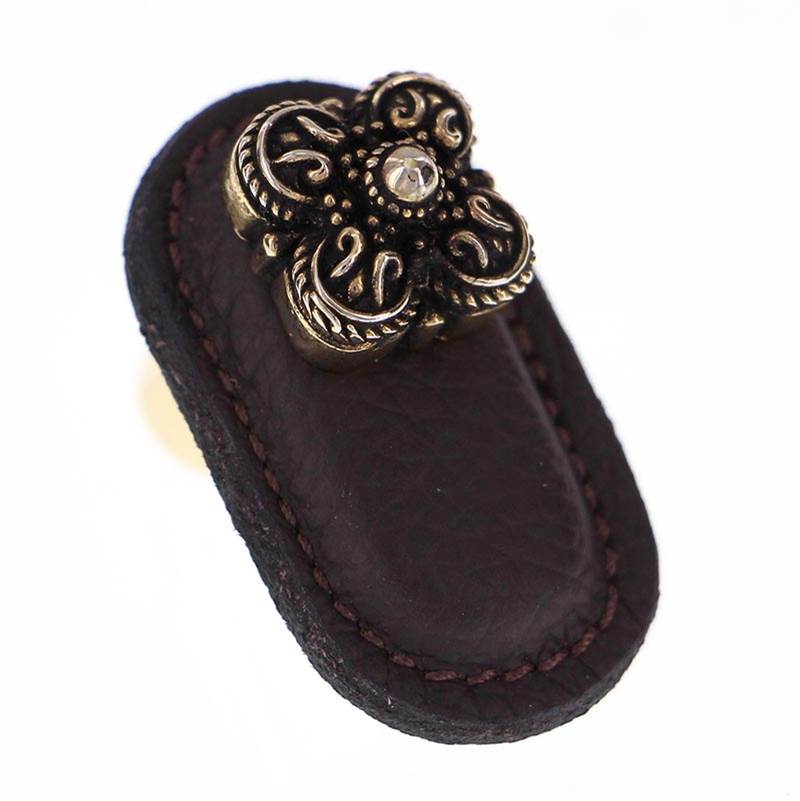 Vicenza Designs Napoli, Knob, Large, Leather, Brown, Antique Gold