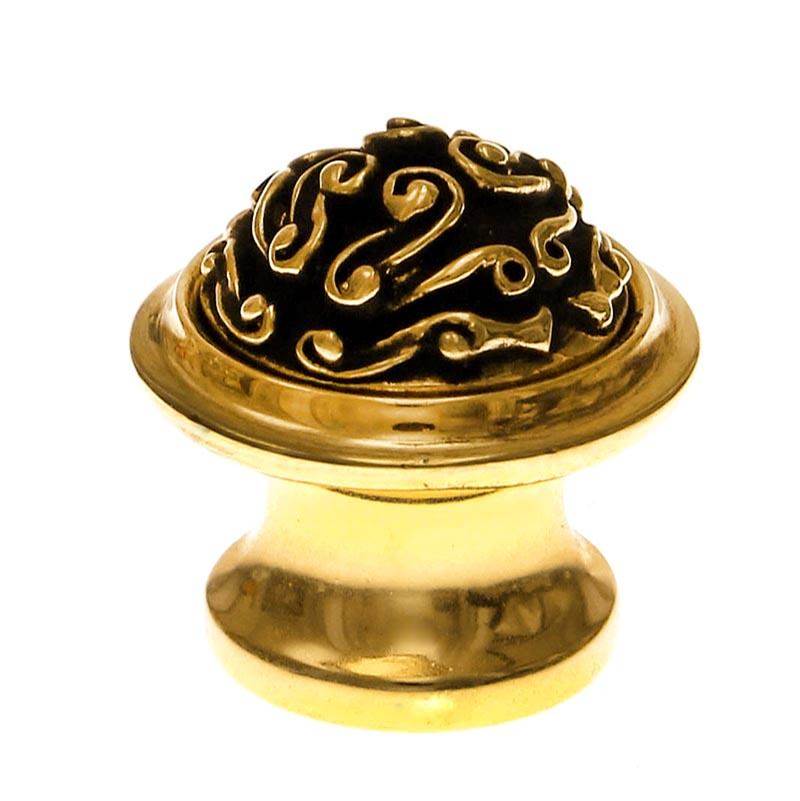 Vicenza Designs Sforza, Knob, Spirals, Beveled, Antique Gold