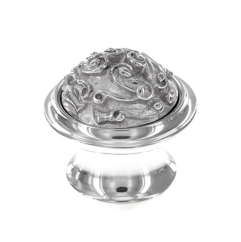 Vicenza Designs Sforza, Knob, Spirals, Beveled, Polished Silver