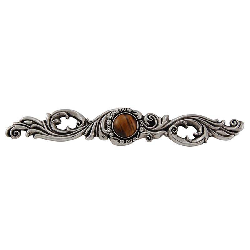 Vicenza Designs Liscio, Knob, Small, Round, Stone Insert with Backplate, Tiger''s Eye, Antique Silver