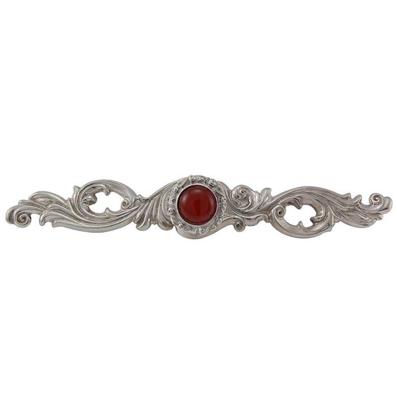 Vicenza Designs Liscio, Knob, Small, Round, Stone Insert with Backplate, Carnelian, Polished Silver