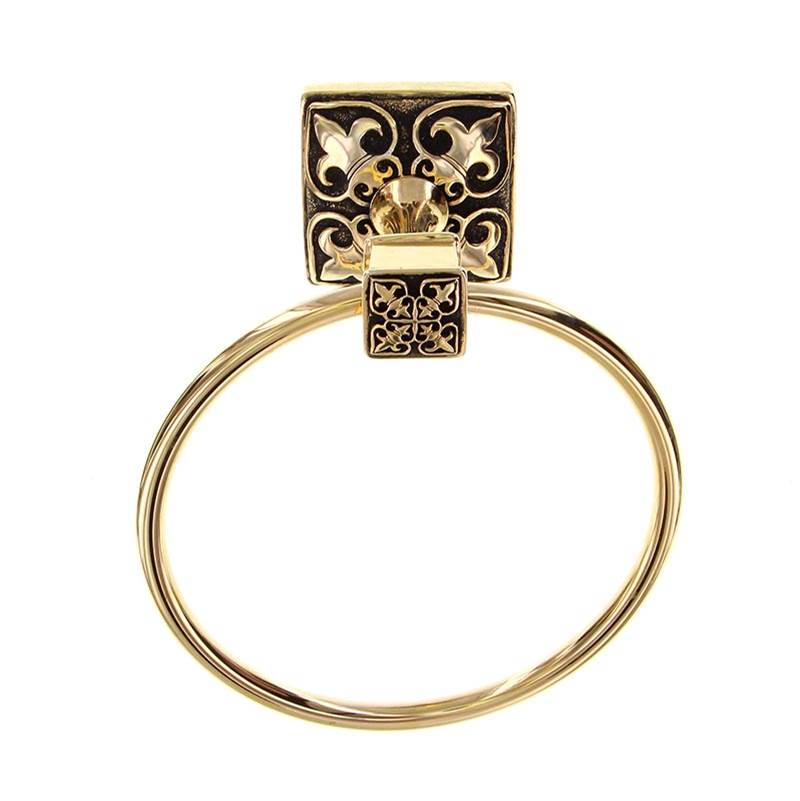 Vicenza Designs Fleur de Lis, Towel Ring, Antique Gold