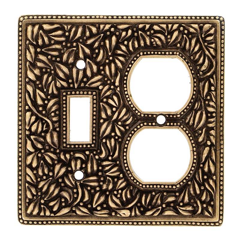 Vicenza Designs San Michele, Wall Plate, Outlet/Toggle, Antique Brass